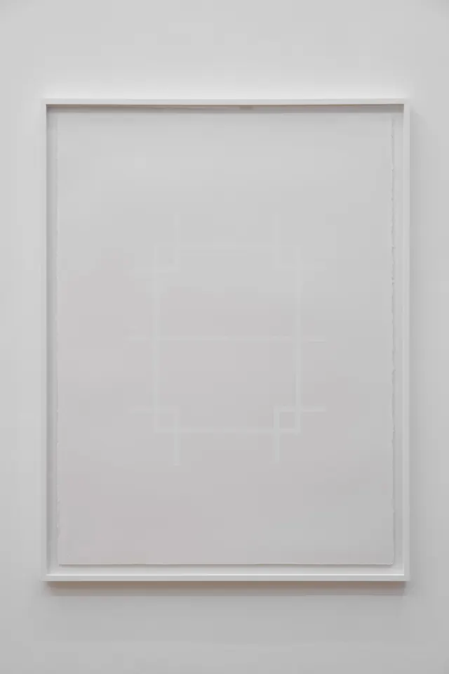 Minimal white geometric framed drawing, minimal, abstract, light