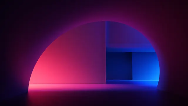 Neon Arch Interior, minimal, 3d-render, vibrant