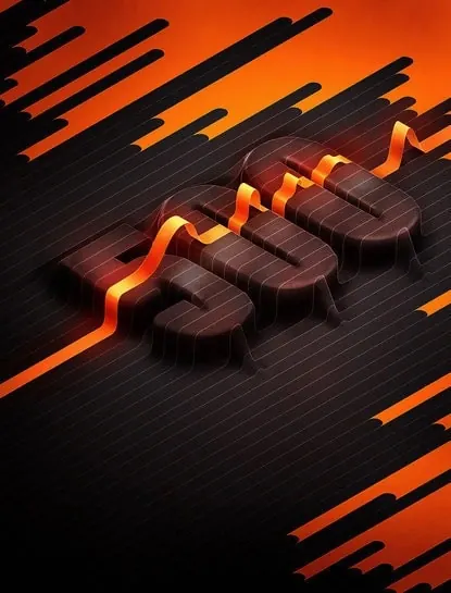 3D Abstract Graphic with Glowing Text, 3d-render, dark-mode, dark