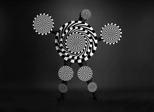 Spiral Graphic Composition, minimal, geometric, monochrome