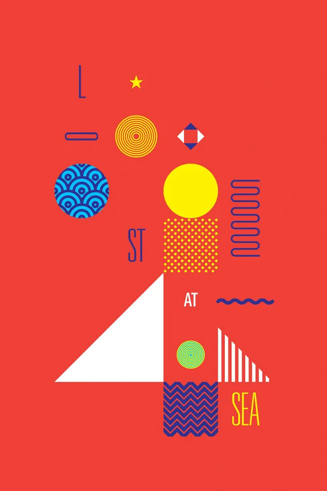 Geometric Abstract Graphic Composition, minimal, geometric, vibrant