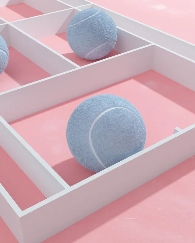 Pink and Blue Geometric Composition, minimal, 3d-render, vibrant