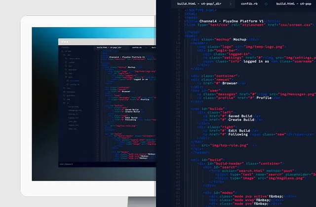 Code Editor Interface Mockup, dark-mode, technical, dark