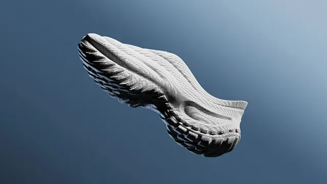 Sculpted Wing Graphic, minimal, 3d-render, monochrome