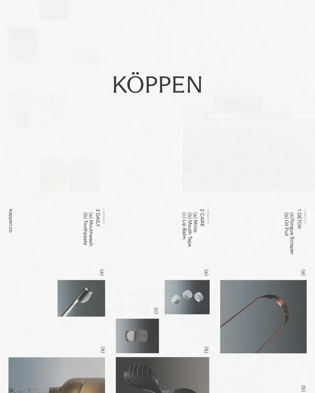 KÖPPEN Identity Layout, minimal, swiss, monochrome