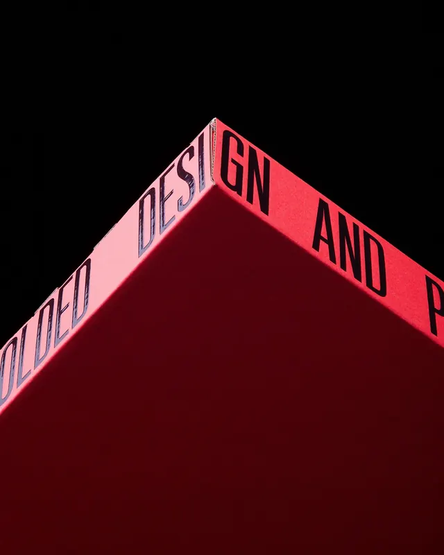 Red Architectural Typography, minimal, geometric, high-contrast
