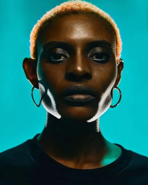 Portrait of a Person with Hoop Earrings, vibrant
