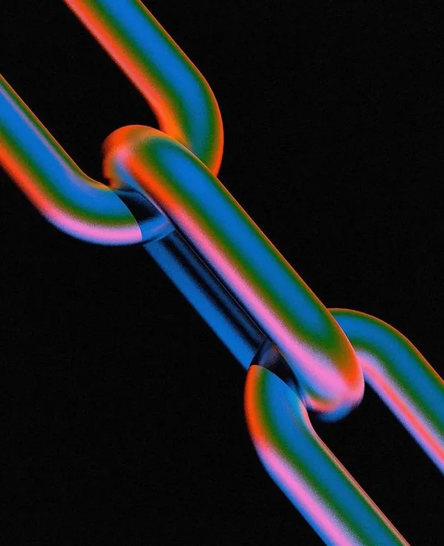 Iridescent 3D Chain Link, 3d-render, gradient-heavy, vibrant
