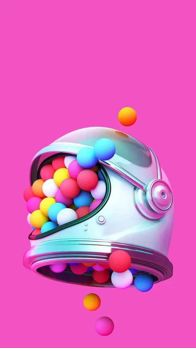 3D Astronaut Helmet with Spheres, 3d-render, playful, vibrant