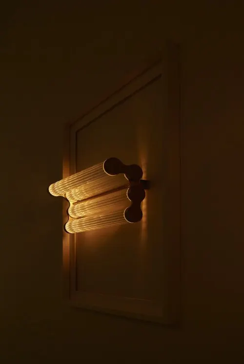 Glowing Neon Wall Sign, minimal, dark-mode, warm