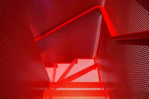 Red Geometric Interior, minimal, geometric, vibrant