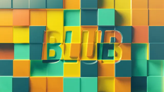 BLUB Wordmark and Grid Pattern, 3d-render, geometric, vibrant