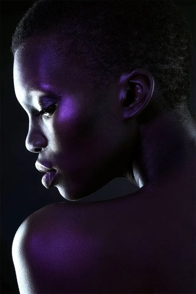 Purple Toned Portrait, dark-mode, photographic, dark
