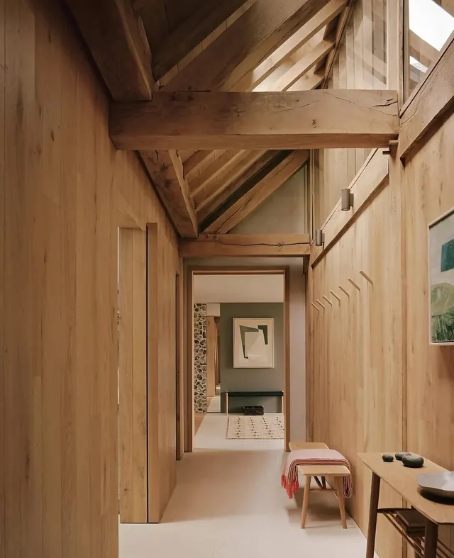 Wooden Interior Corridor, minimal, organic, warm