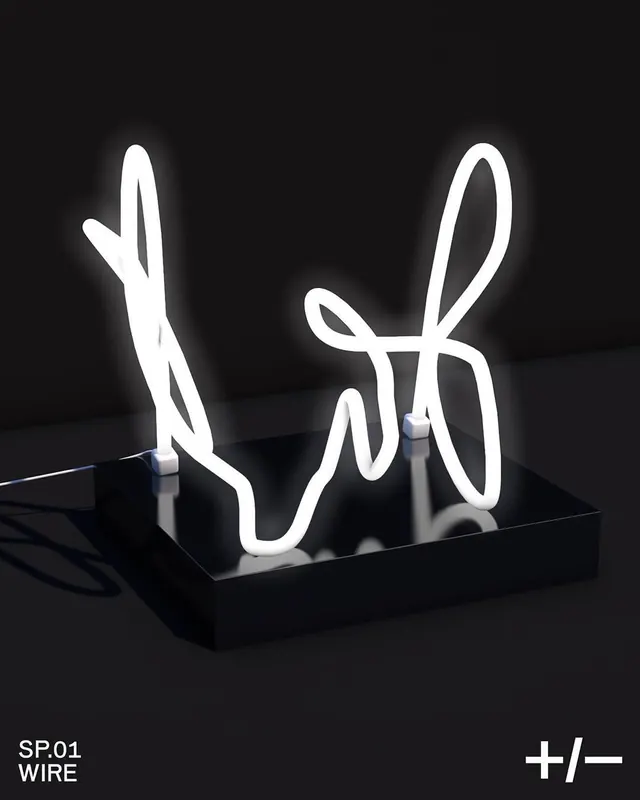 Neon Wire Logo Mockup, minimal, dark-mode, high-contrast