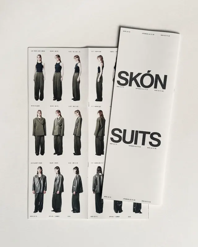 Skón Suits Brand Identity, minimal, swiss, monochrome