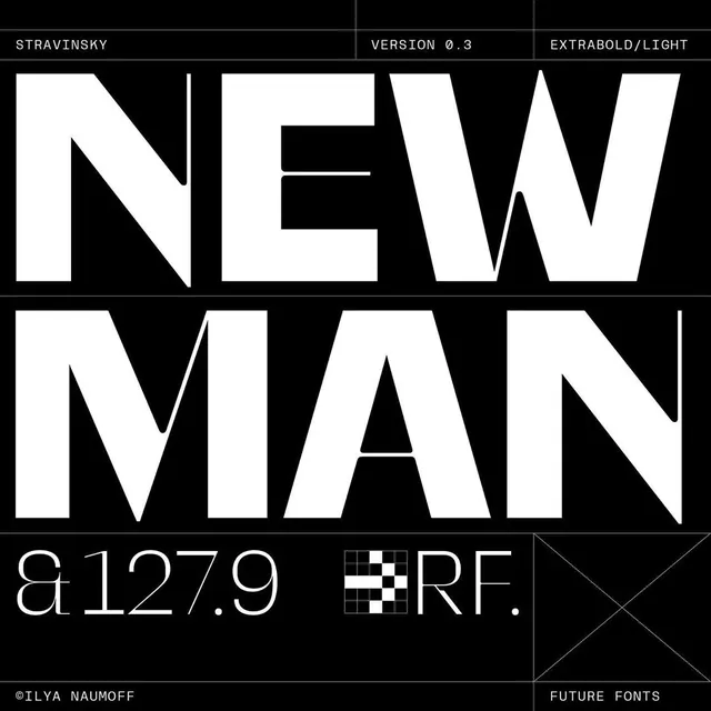 New Man Typography Layout, swiss, brutalist, high-contrast
