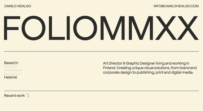 FolioMMXX Identity Layout, minimal, swiss, monochrome
