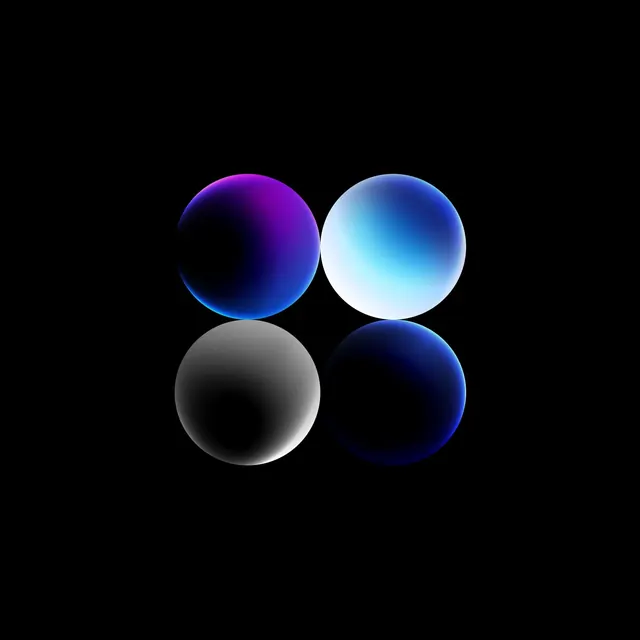 Abstract Spheres with Reflections, 3d-render, gradient-heavy, vibrant