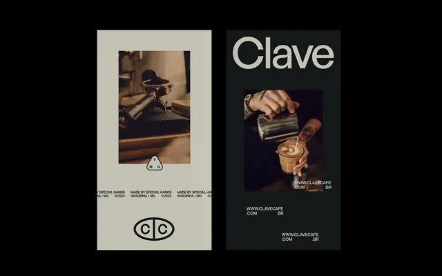 Clave Identity System, minimal, editorial, monochrome