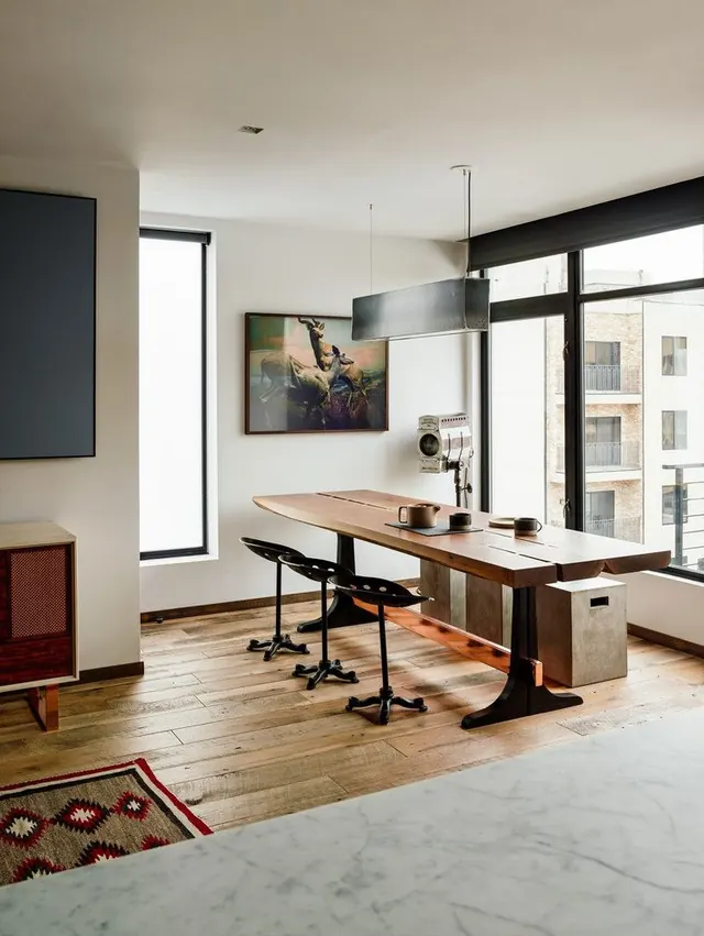 Modern Industrial Office Interior, minimal, corporate-clean, light