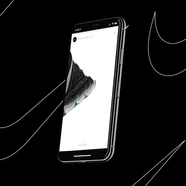 Smartphone Mockup with Abstract Graphic, minimal, dark-mode, dark