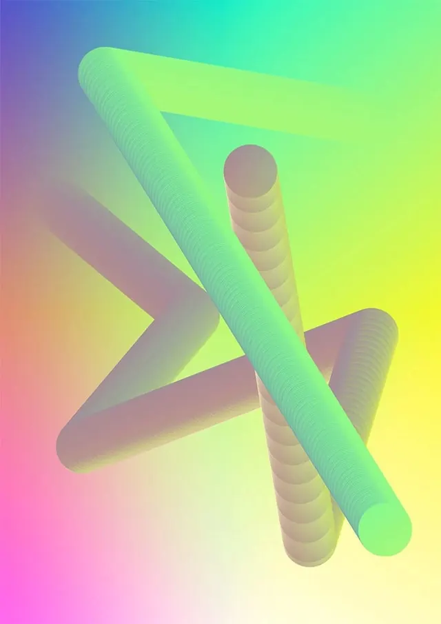 Abstract Geometric Gradient Composition, 3d-render, gradient-heavy, vibrant