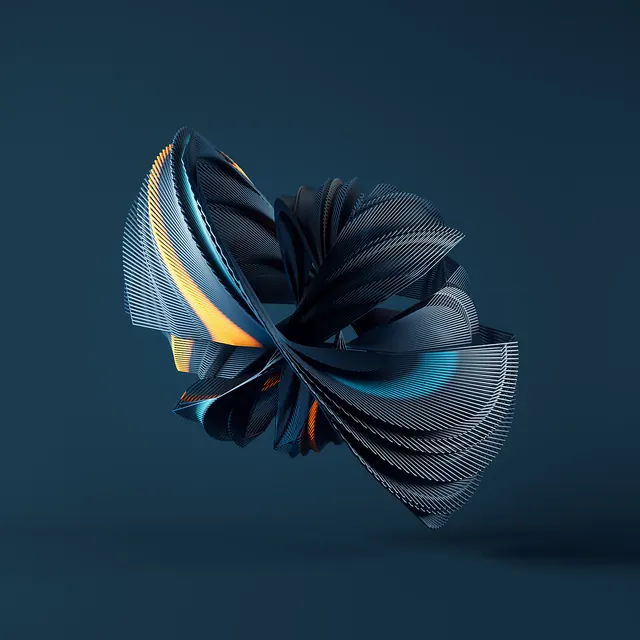 Abstract 3D Ribbon Sculpture, abstract, geometric, dark