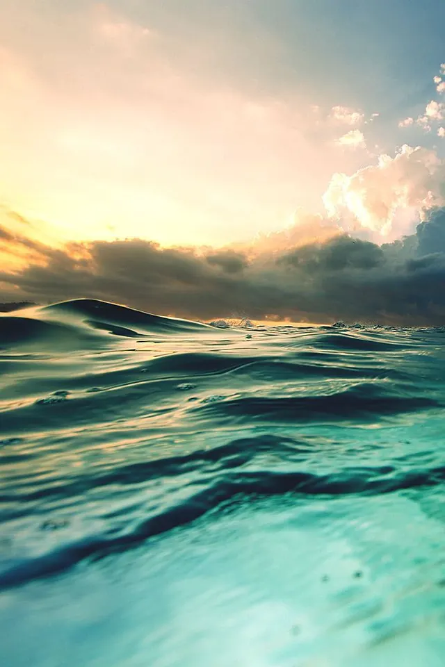 Ocean Wave Sunset, photographic, organic, vibrant