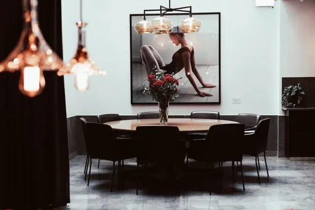 Modern Dining Room Interior, luxury, minimal, dark