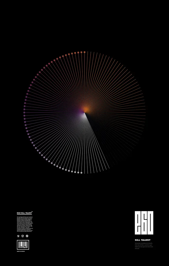 Abstract Radial Graphic with Typography, minimal, geometric, dark
