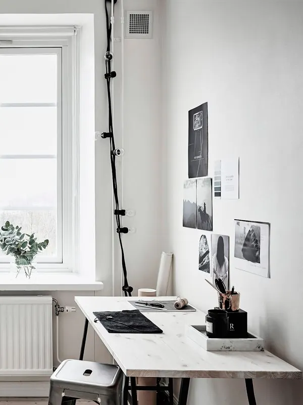 Minimalist Home Office Workspace, minimal, light-mode, light