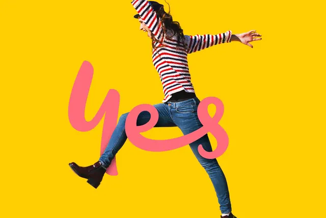 Yellow Graphic with Figure and Text