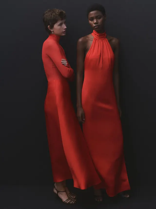 Red Evening Gowns, photographic, luxury, high-contrast
