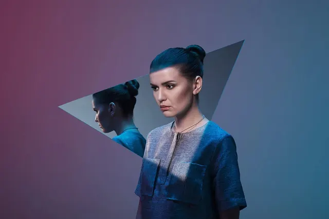 Geometric Portrait Composition, minimal, geometric, vibrant