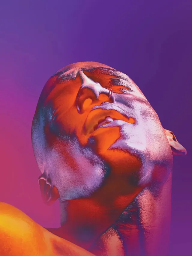 Abstract Portrait with Vibrant Lighting, abstract, gradient-heavy, vibrant