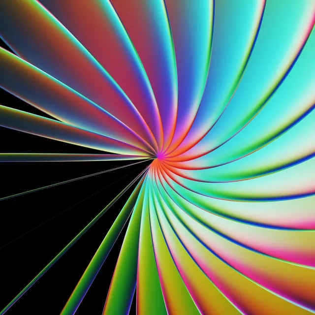 Iridescent Radial Burst, gradient-heavy, geometric, vibrant