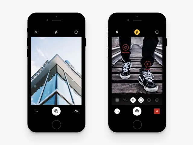 Mobile App Interface Mockups, minimal, light-mode, high-contrast