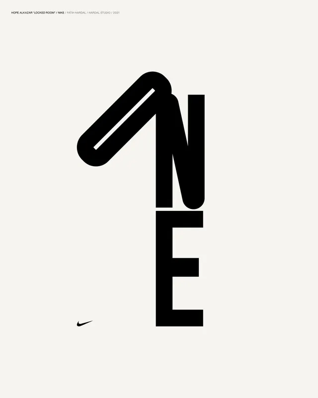 Nike One Typography Study, minimal, brutalist, monochrome
