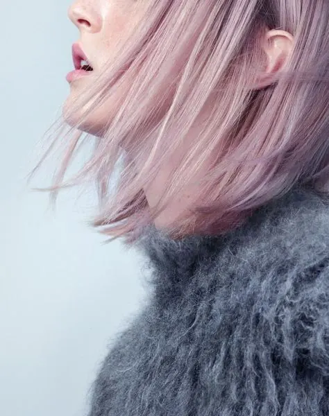 Pink Hair Portrait, photographic, minimal, muted