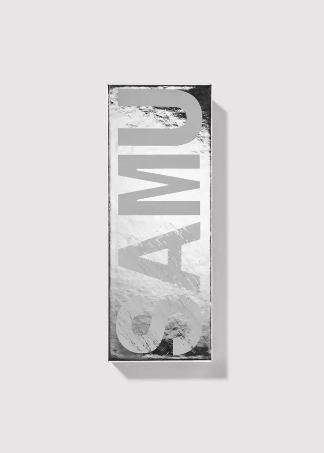 SAMU metallic type specimen, minimal, monochrome, light