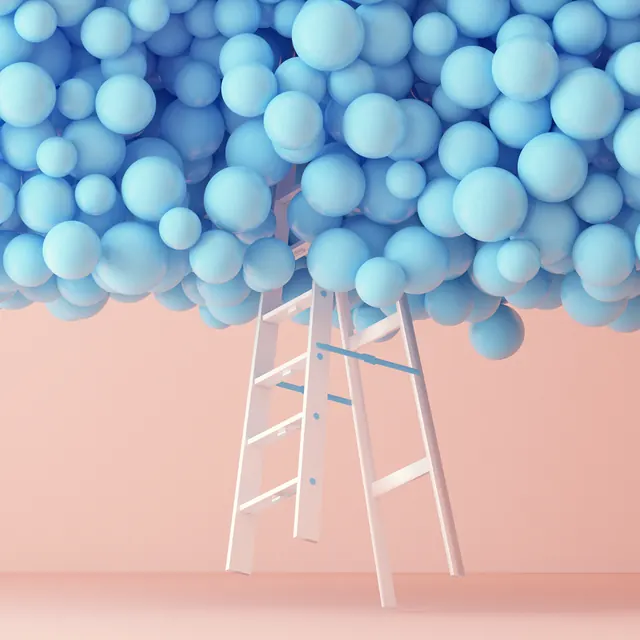 Blue Sphere Installation, 3d-render, minimal, vibrant