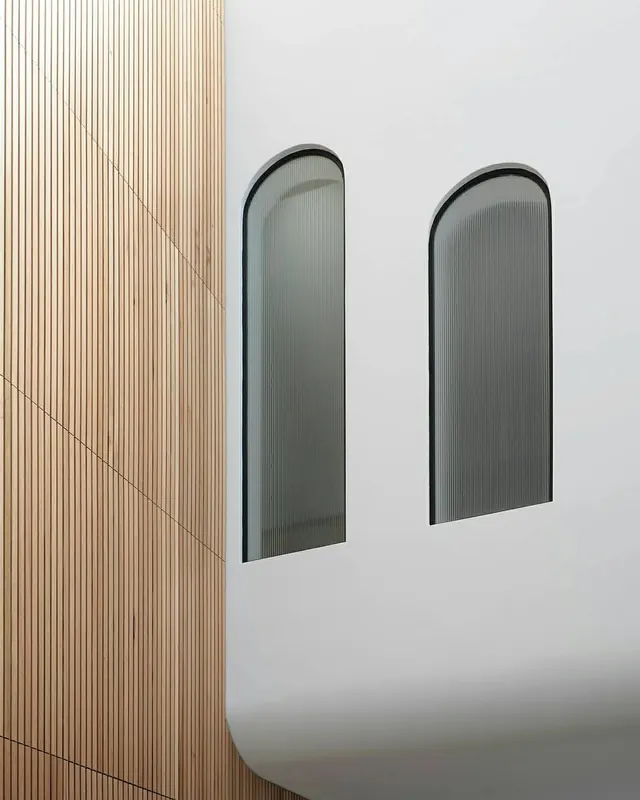 White Curved Surface with Windows, minimal, organic, light