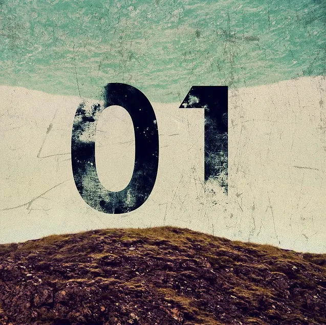 Distressed Number 01 Graphic, brutalist, retro, high-contrast