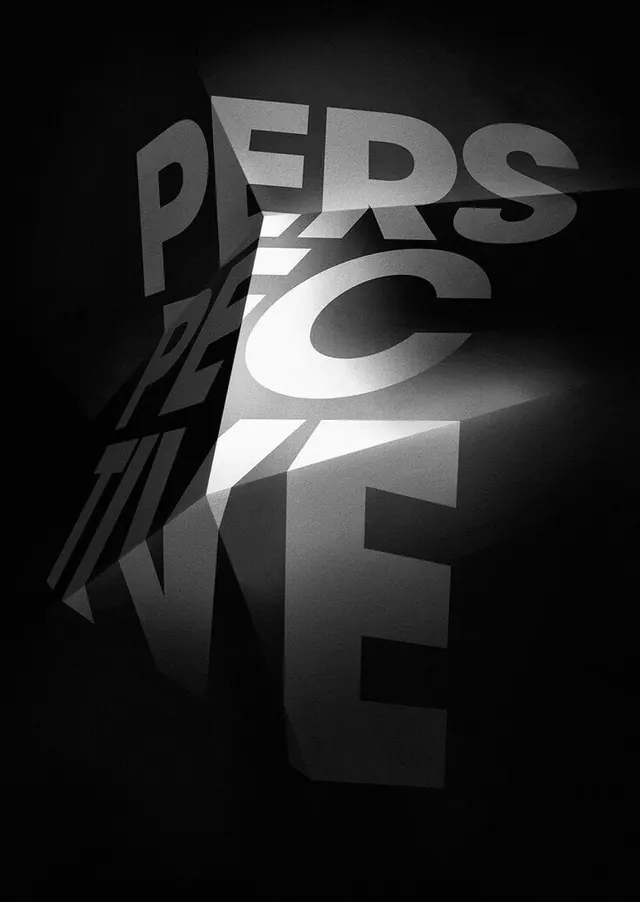 Perspective Typography Study, brutalist, geometric, monochrome