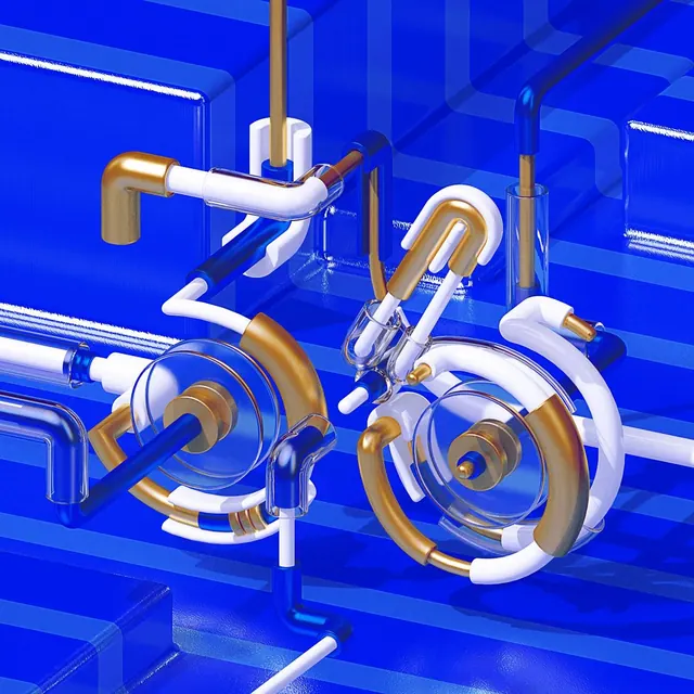 Abstract 3D Pipe Network, 3d-render, technical, dark