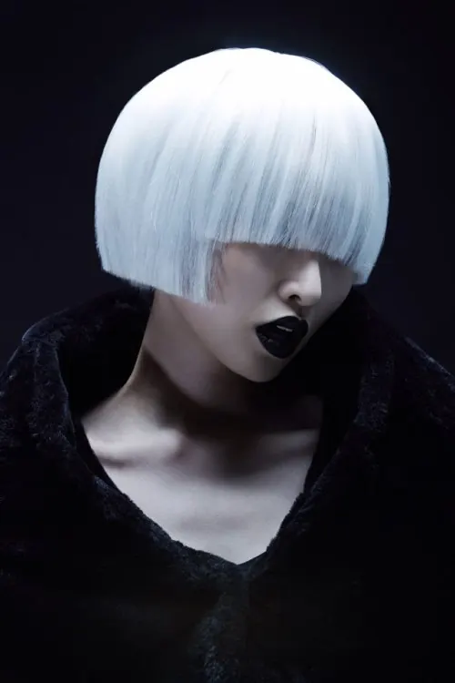 Monochrome Portrait with White Hair, monochrome, minimal, monochrome