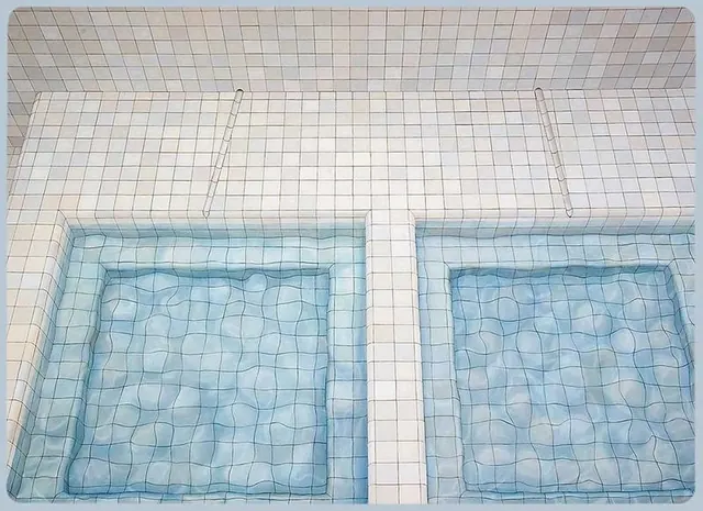 Tiled Pool Structure, minimal, geometric, light