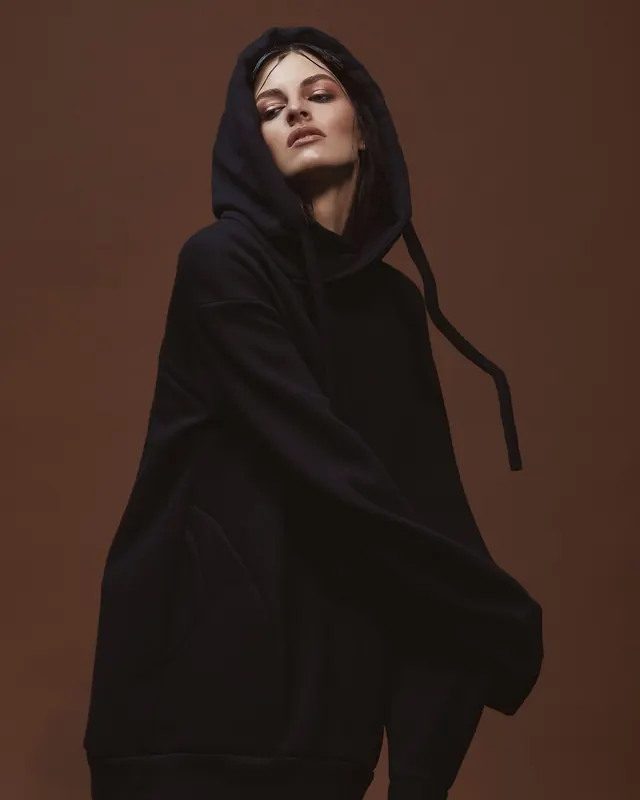 Hooded Figure Portrait, minimal, luxury, muted