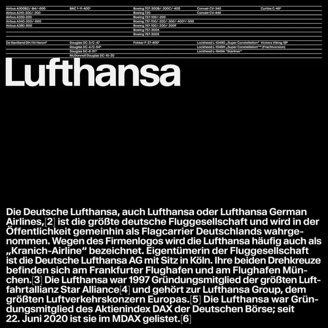 Lufthansa Typography and Text Layout, swiss, minimal, monochrome